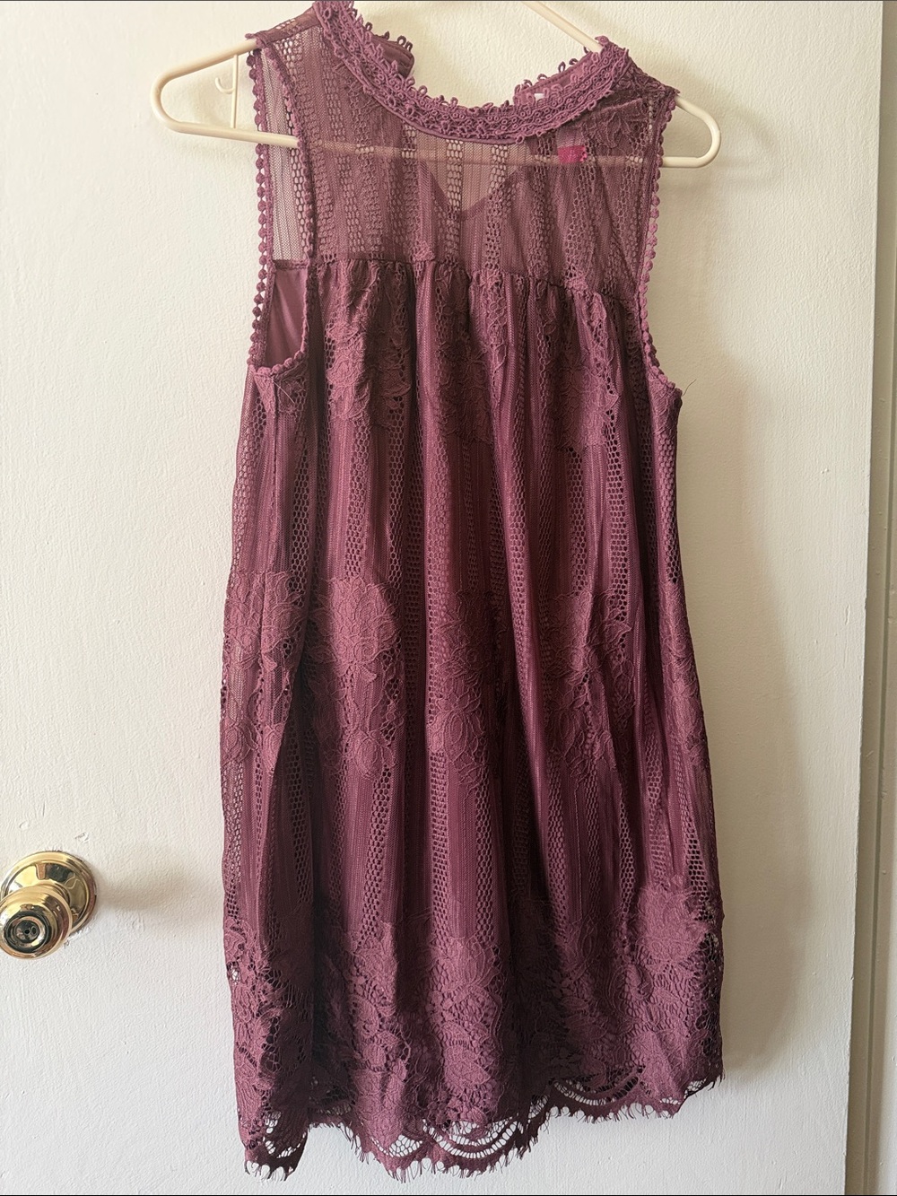 No Boundaries Plum Sleeveless Lace A-Line Dress